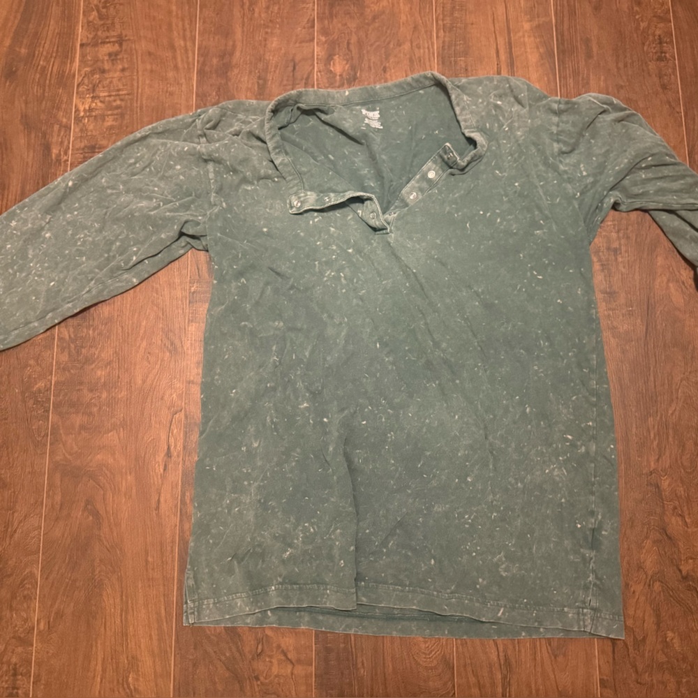 Victorias Secret PINK Green Long Sleeve Polo Shirt large